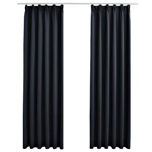 vidaXL Затъмняващи завеси с куки, 2 бр, антрацит, 140x175 см