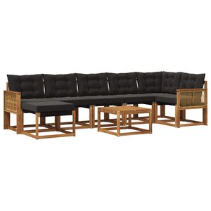 vidaXL Комплект дивани за открито 8 pcs Естествено и черно