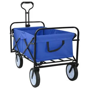 vidaXL Сгъваем Ръчен Тролей Синьо 94 x 53 x 99 см Оксфордска Тъкан