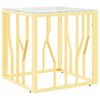 vidaXL Маса за кафе златиста 50x50x50 cм неръждаема стомана и стъкло