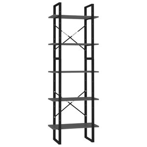 vidaXL 5-етажна библиотека, сива, 60x30x175 см, инженерна дървесина