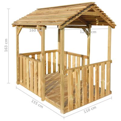vidaXL Градински павилион за игра, 122,5x160x163 см, борова дървесина