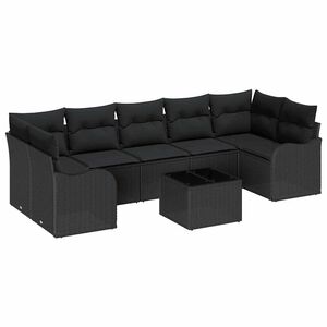 vidaXL Градински Софа Комплект 8 бр. 7-Брой места Черно
