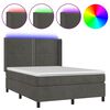 vidaXL Боксспринг легло с матрак и LED, тъмносиво, 140x200 см, кадифе