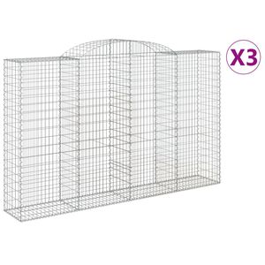 vidaXL Габионни кошници арка 3 бр 300x50x180/200 см поцинковано желязо