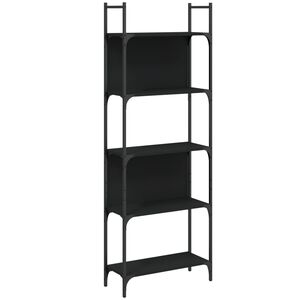 vidaXL Етажерка за книги 5 нива черна 60,5x24x166,5 см инженерно дърво