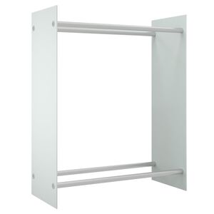 vidaXL Стойка за дърва, бяла, 80x35x100 см, закалено стъкло