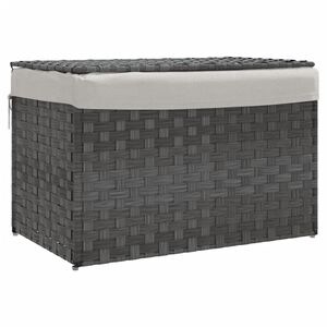 vidaXL Кош за пране с капак, сив, 55,5x35x34 см, полиратан