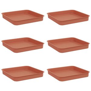 vidaXL Квадратен цветен поднос 6 бр. Червено тухла 15 x 15 x 2 см