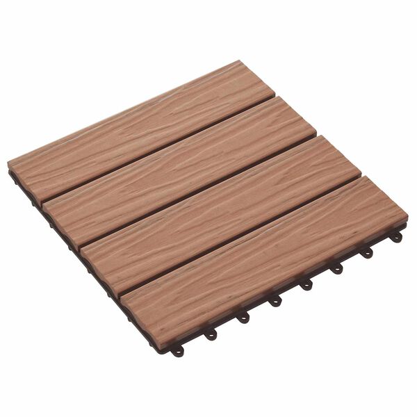 vidaXL Плочка за decking 3D дизайн 11 pcs Светло кафяво 30 x 30 cm WPC