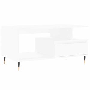 vidaXL Кафе маса, бяла, 90x49x45 см, инженерно дърво