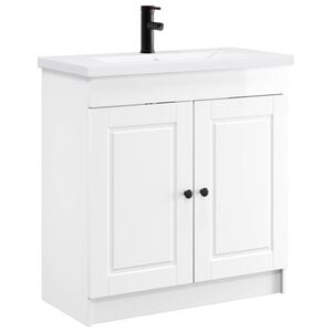 vidaXL Комплект мебели за баня Бял гланц 56 x 37,5 x 81 см