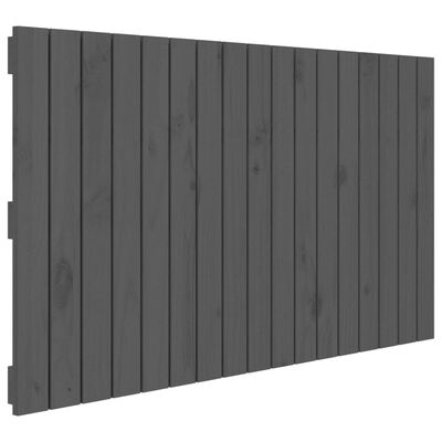 vidaXL Стенна табла за спалня, сива, 108x3x60 см, борово дърво масив