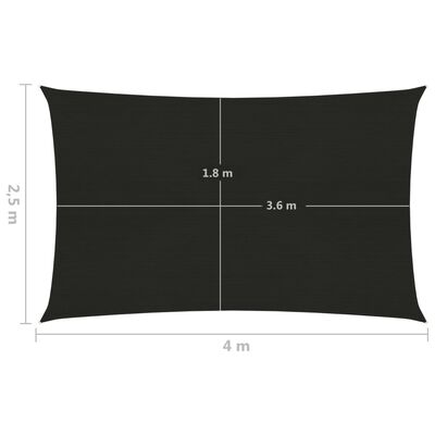 vidaXL Платно-сенник, 160 г/м², черно, 2,5x4 м, HDPE