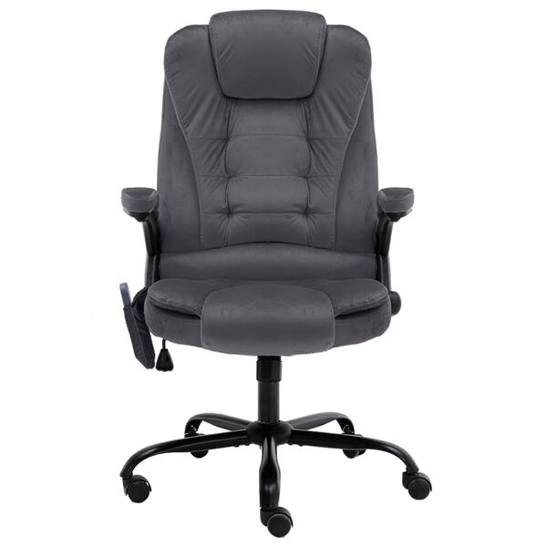 vidaXL Масажиращ офис стол, тъмносив, кадифе