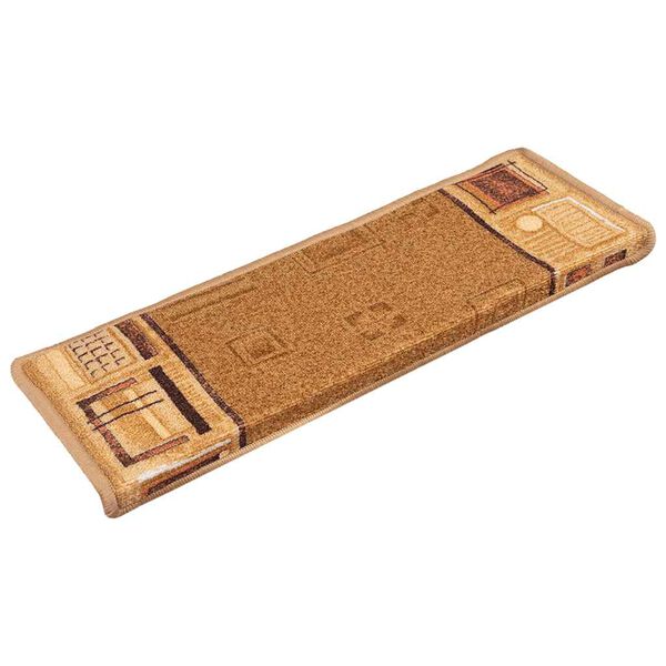 vidaXL Самозалепващи стелки за стълби, 5 бр, 65x21x4 см, бежови