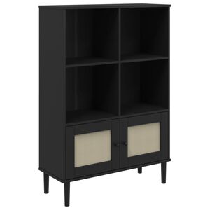vidaXL Библиотека SENJA ратанова визия черна 90x35x130 см бор масив