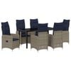 vidaXL Комплект за хранене в градината 7 pcs Черно полиратан