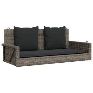 vidaXL Пейка-люлка с възглавници, сива, 119x56x48 см, полиратан