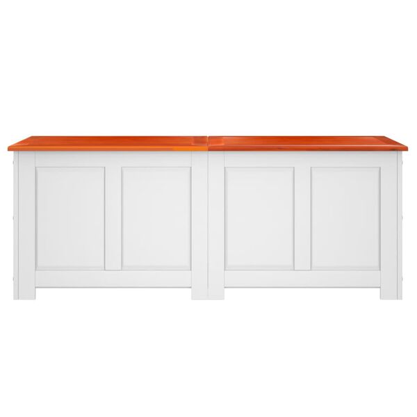 vidaXL Сандък за съхранение с капак, кафяво и бяло, акациев масив