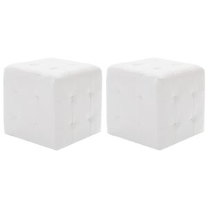 vidaXL Пуфове, 2 бр, бели, 30x30x30 см, изкуствена кожа