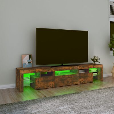 vidaXL ТВ шкаф с LED осветление, опушен дъб, 200x36,5x40 см