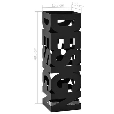 vidaXL Поставка за чадъри "Дизайн", стомана, черна