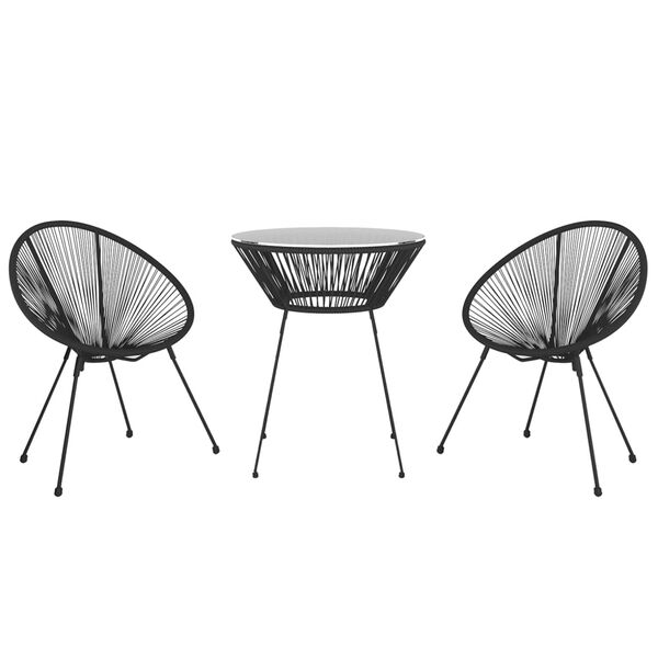 vidaXL Градински трапезен комплект от 3 части черен