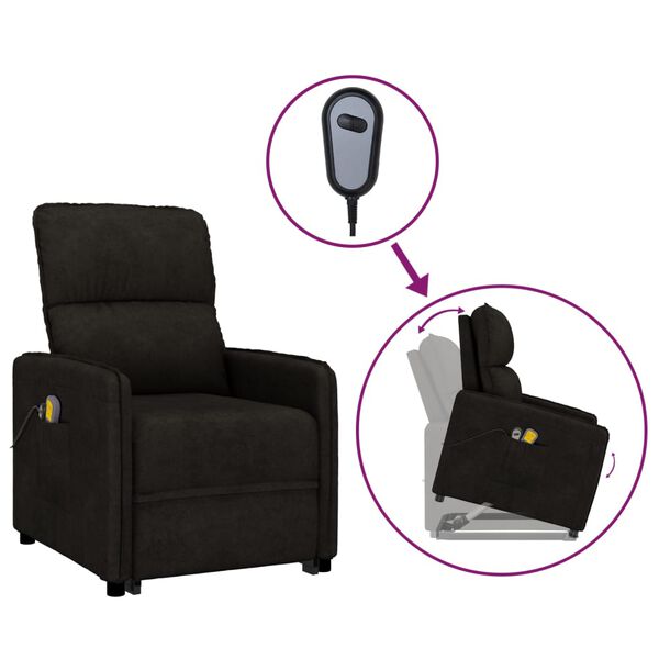 vidaXL Изправящ масажен стол, черен, микрофибърна тъкан