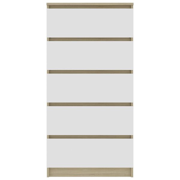 vidaXL Скрин с чекмеджета бял дъб сонома 60x35x121 см инженерно дърво