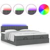 vidaXL Османска легло с матраци и LED, тъмносиво, 180x200 см, плат