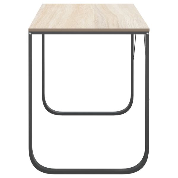 vidaXL Компютърно бюро, черно и дъб, 110x60x73 см, ПДЧ