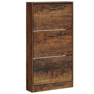 vidaXL Шкаф за обувки, опушен дъб, 59x17x108 см, инженерно дърво