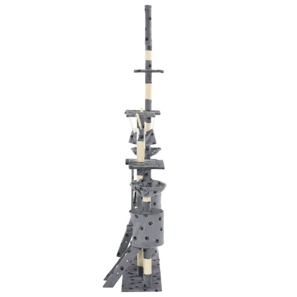 vidaXL Котешко дърво със сизалени стълбове, 230-250 см, лапички, сиво