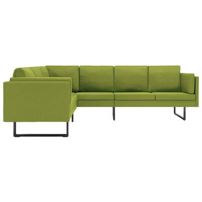 vidaXL Ъглов диван, зелен, текстил