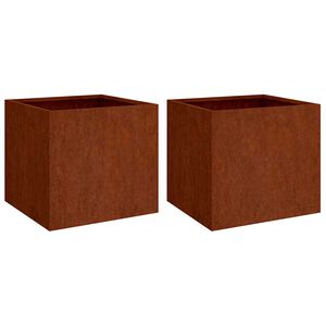 vidaXL Кашпи, 2 бр, 32x30x29 см, кортенова стомана