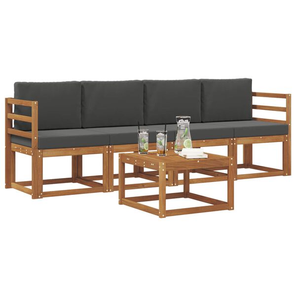 vidaXL Комплект дивани за открито 5 pcs Натурален и Антрацит