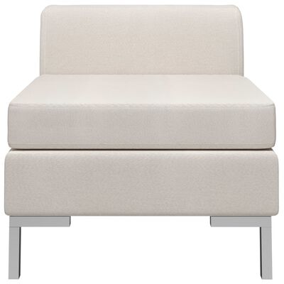 vidaXL Модулен среден диван с възглавница, текстил, кремав