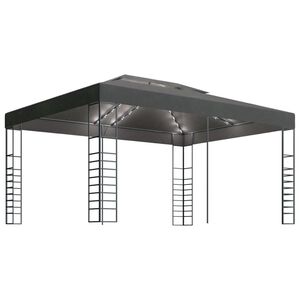 vidaXL Шатра с LED светещи стрингове, 3х4 м, антрацит