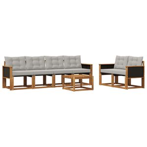 vidaXL Комплект дивани за открито 7 pcs Натурално и светлосиво