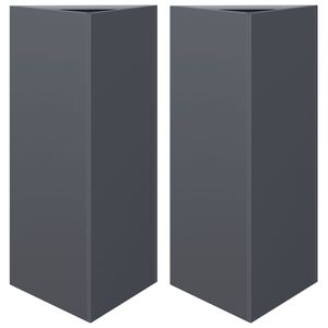 vidaXL Градински кашпи, 2 бр, антрацит, триъгълна 40x34,5x75см стомана