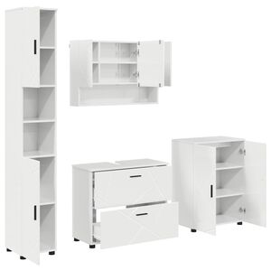 vidaXL Комплект мебели за баня 4 бр. Лъскаво бяло 35 x 30 x 192 см