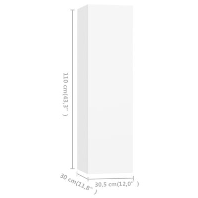 vidaXL ТВ шкафове, 4 бр, бели, 30,5x30x110 см, ПДЧ