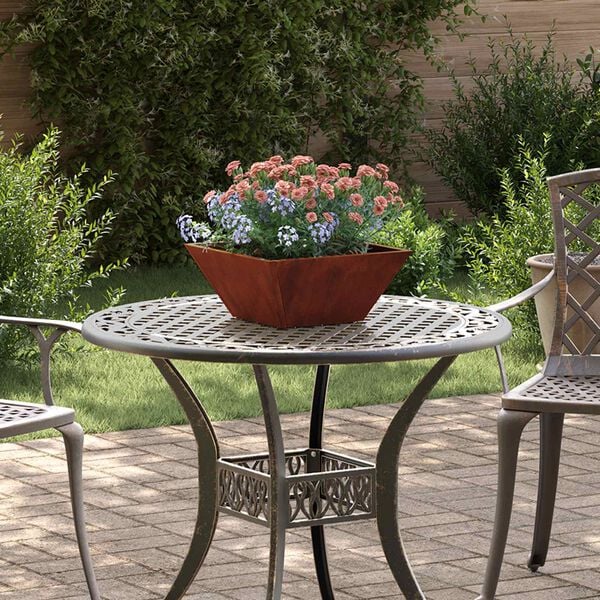 vidaXL Градинска саксия Ръждясало 35 x 35 x 15 см Патинираща стомана