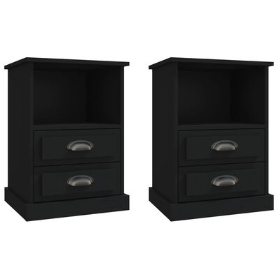 vidaXL Нощни шкафчета, 2 бр, черно, 43x36x60 см
