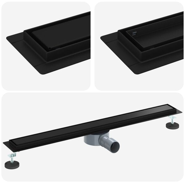 vidaXL Душ канал 2-в-1 с 360&deg; сифони Черно 80 cm