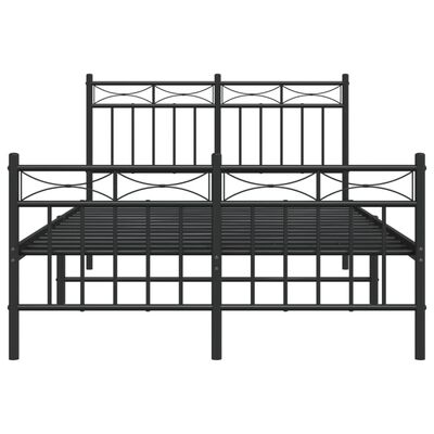 vidaXL Метална рамка за легло с горна и долна табла, черна, 120x190 см