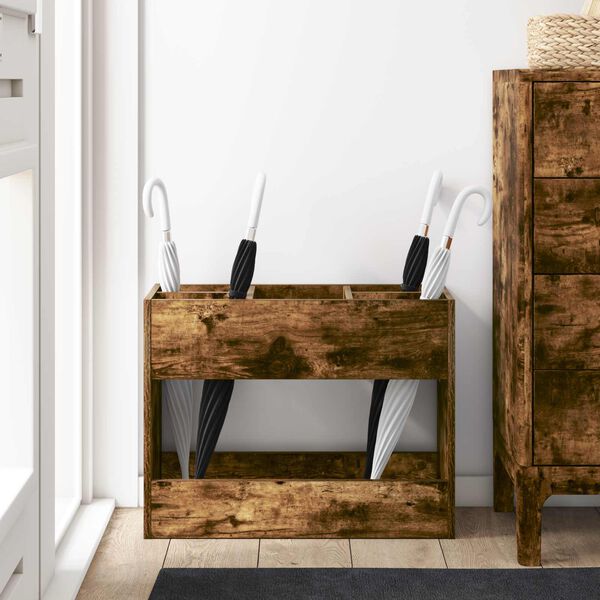 vidaXL Стойка за чадър Димян дъб 65 x 24 x 50 см Инженерно дърво