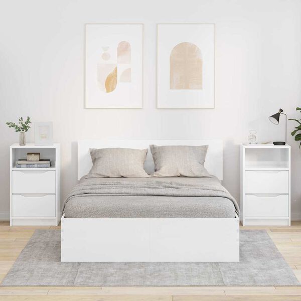 vidaXL Нощни маси 2 pcs Лъскаво бяло 40 x 30 x 467 см Инженерно дърво
