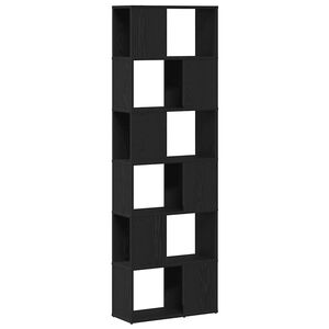 vidaXL Библиотека/разделител за стая, черно и дъб, 60x24x186 см